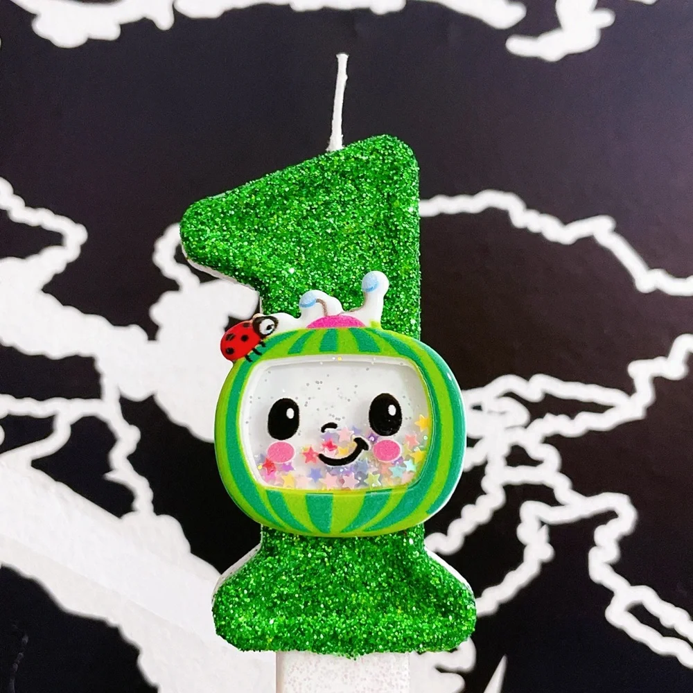 Melon Green Glitter Number Candle Birthday Candle Cake Topper Party Supply Gifts